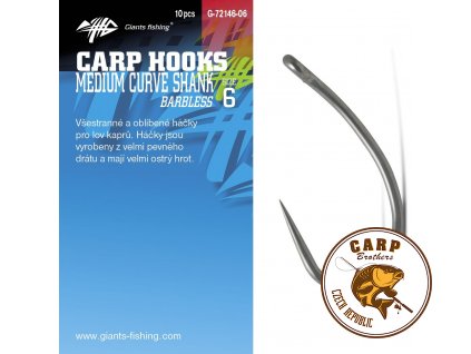 Giants fishing Háček s očkem bez protihrotu Medium Curve Shank 10ks