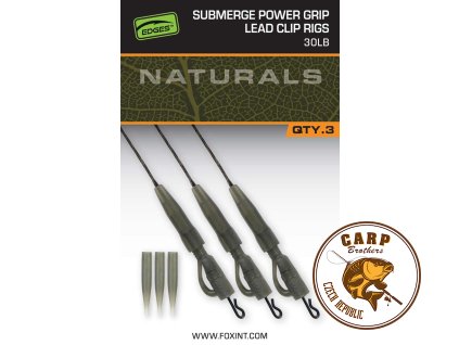 Fox EDGES™ Naturals Submerge Power Grip Lead Clip Leaders (Varianta Naturals Sub Power grip lead clip 30lb)