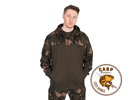 Fox LW Khaki/Camo Split Zip Hoody (Varianta LW Khaki / Camo Split Zip Hoody SMALL)
