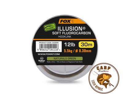 Fox Illusion Soft Fluorocarbon (Varianta Edges Illusion Soft Fluorocarbon Hooklink 19lb 8.6kg (0.39mm) x 30m - Naturals Green)