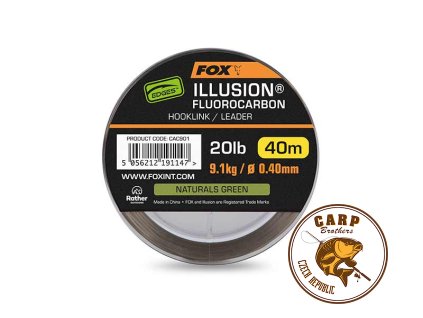 Fox Illusion Fluorocarbon Hooklink/Leader (Varianta Edges Illusion Fluorocarbon 30lb 13.6kg (0.50mm) x 40m - Naturals Green)