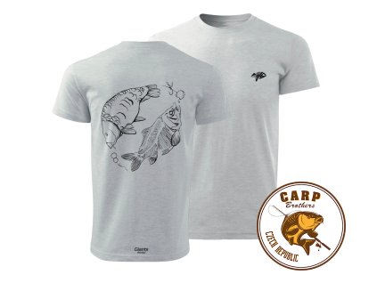 Giants fishing Tričko pánské šedé Kapr s kostrou