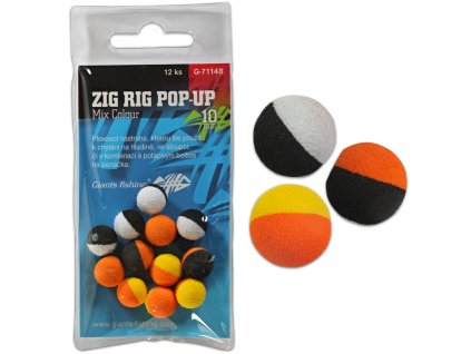 Giants fishing Pěnové plovoucí boilie Zig Rig Pop-Up mix colour 14mm,12ks