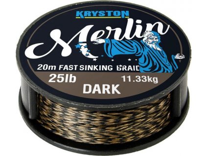 Kryston pletené šňůrky - Merlin fast sinking braid černý 15lb 20m