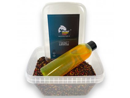 Pelety Mix Set Fluo Ve Vaničce Method Feeder Fans 500g (Varianta Pellet Mix Set Fluo Ananas 500g + Fluo Booster 200ml)