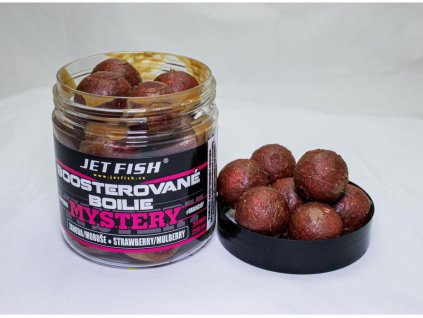 JET FISH Mystery - Boosterované boilie 250ml - 24mm : JAHODA / MORUŠE