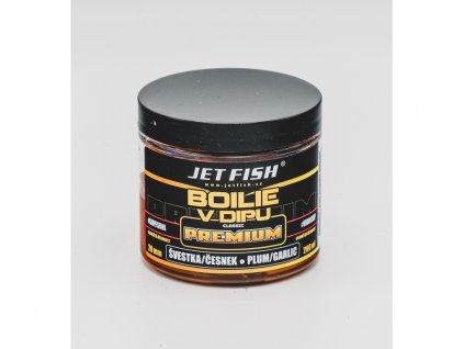 JET FISH Premium clasicc boilie v dipu 200ml - 20 mm : ŠVESTKA / ČESNEK