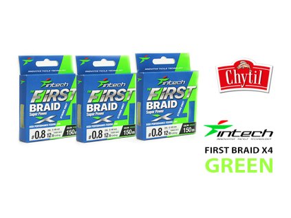 Braided Line Intech First Braid X4 Green 150m (Průměr #0,3 (6lb/2,72kg))