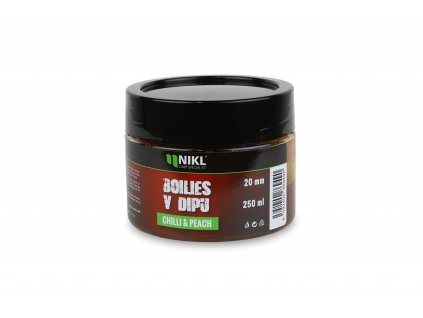Nikl Boilies v dipu Chilli & Peach 250g (Varianta Nikl Boilies v dipu Chilli & Peach - 24mm, 250g)