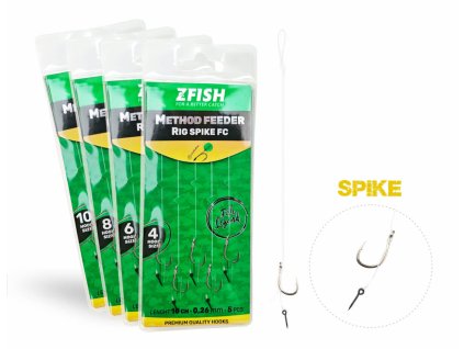 ZFISH Návazec Method Feeder Rig Spike FC 5 ks (Velikost Háčku 4)
