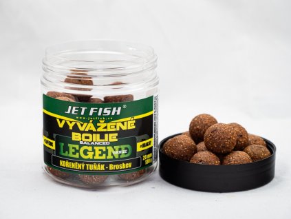 JET FISH 250ml-20mm Legend range Vyvážené boilie : KOŘENĚNÝ TUŇÁK - BROSKEV