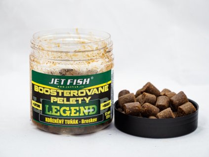 JET FISH Legend Range - Boosterované pelety 250ml - 12mm : KOŘENĚNÝ TUŇÁK - BROSKEV