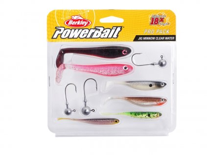 Sada gumených nástrah a jigových hlavičiek Berkley Pro Pack Jig Minnow Clear Water