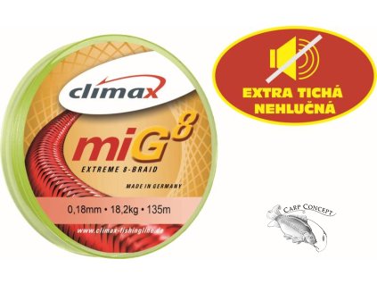 Climax šnůra 135m - miG 8 Braid Olive SB (pr. 0,16mm/15,9kg)
