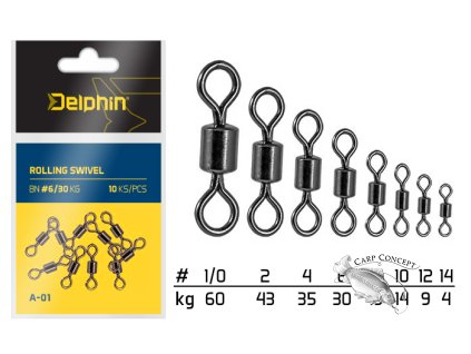 Delphin Obratlík Rolling Swivel A-01 10ks