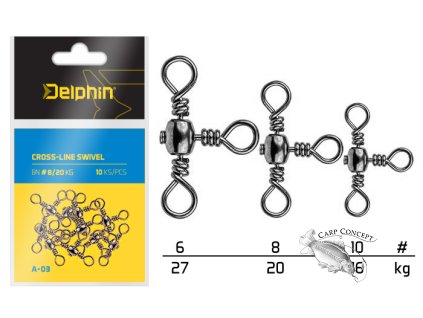 Delphin Trojcestný obratlík Cross-Line Swivel A-03 10ks