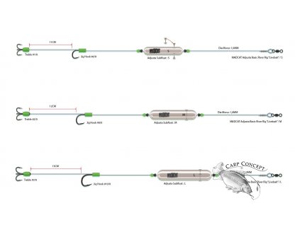 MADCAT® podvodní splávek montáž ADJUSTA BASIC RIVER RIGS “LIVE BAIT“