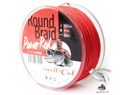 Hell-Cat Splétaná šňůra Round Braid Power Red 1000m|0,70mm (85,0kg)