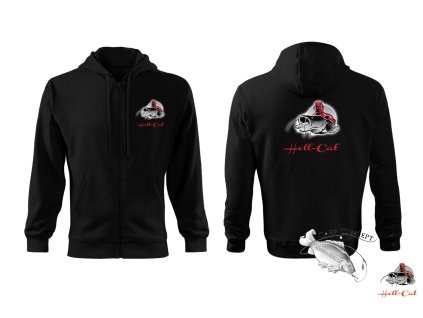 Hell-Cat mikina černá s kapucí a zipem|M