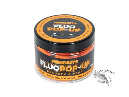 Mikbaits Plovoucí fluo boilie 150ml Broskev Pepř