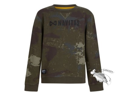 navitas detska mikina identity camo kids sweatshirt 7 8 let