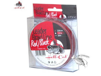 Splétaná šňůra Hell-Cat - Leader Braid Line Red/Black 20m (Varianta 0.90mm/75kg)