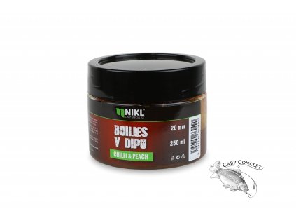 Nikl Boilies v dipu Chilli & Peach 250ml (Varianta Nikl Boilies v dipu Chilli & Peach - 24mm, 250ml)