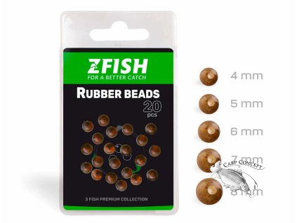 ZFISH Gumové korálky Rubber Beads 20ks (Průměr 4mm)