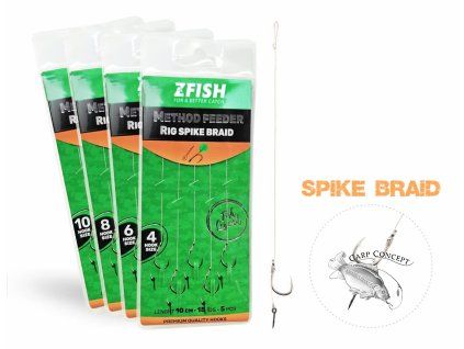 ZFISH Návazec Method Feeder Rig Spike Braid 5 ks (Velikost Háčku 6)