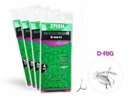 ZFISH Návazec Method Feeder D-RIG 5 ks (Velikost Háčku 4)