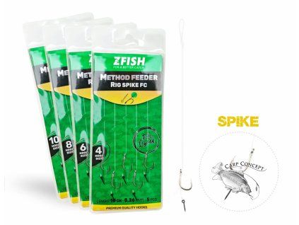 ZFISH Návazec Method Feeder Rig Spike FC 5 ks (Velikost Háčku 4)
