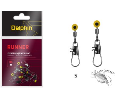 Feederový běžec s karabinkou Delphin RUNNER / 10ks (Velikost Feederový běžec s karabinkou Delphin RUNNER / 10ks S)