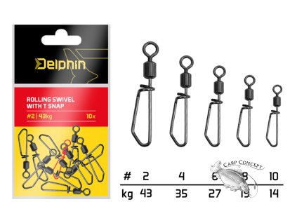 Rolling swivel with T snap / 10ks (Velikost Rolling swivel with T snap / 10ks #2/43kg)