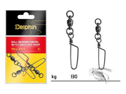 Ball bearing swivel with coastlock snap / 3 ks (Velikost Ball bearing swivel with coastlock snap / 3 ks 130kg)