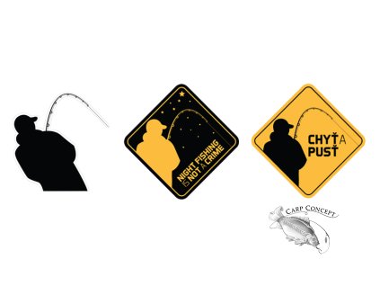 Rybářské nálepky (Velikost Nálepka rybář silueta černá 7x7cm)