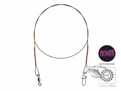 Ocelové lanko BOMB! s obratl. a karabínkou / 49 vláken (Velikost Ocelové lanko BOMB! s obratl. a karabínkou / 49 vláken 2ks/35cm/11kg)