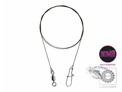 Wolfrámové lanko BOMB! s obratl. a karabinkou (Velikost Wolfrámové lanko BOMB! s obratl. a karab. / 16 vláken 2ks/30cm/9kg)