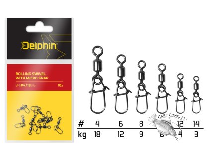 Rolling swivel with micro snap / 10ks (Velikost Rolling swivel with micro snap /10ks 4/18kg)