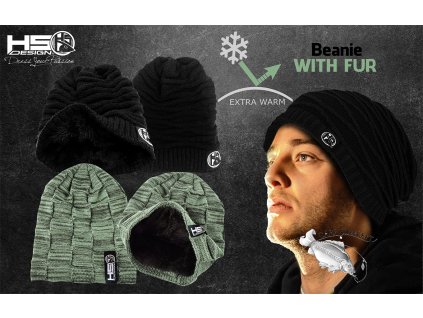 Hotspot Design Zimní kulich s kožíškem zelený