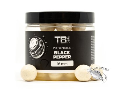 TB Baits Plovoucí Boilie Pop-Up White Black Pepper + NHDC 65 g (Varianta 12 mm)