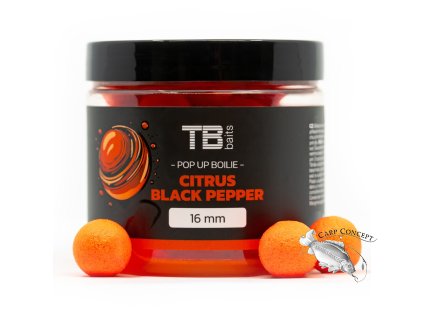 TB Baits Plovoucí  Boilie Pop-Up Citrus (Varianta Black pepper + NHDC 65 g-12 mm)