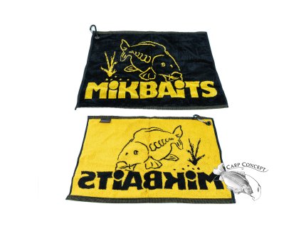 Mikbaits ručník černo žlutý s karabinou