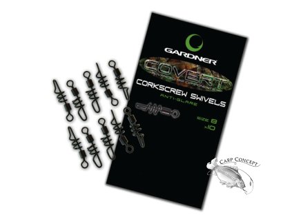 Gardner Obratlíky Covert Corkscrew Swivels, vel. 8, 10ks