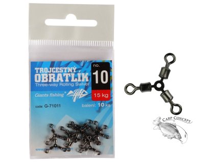 Giants fishing Trojcestný bratlík Three-way Rolling Swivel no.10/15kg/10ks