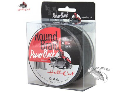 Hell-Cat Splétaná šňůra Round Braid Power Black 200m (Varianta 0,50mm, 57,50kg)
