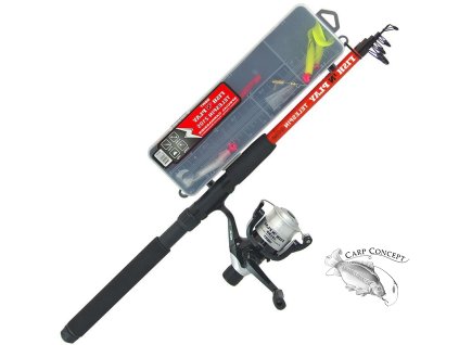 Sert rybářský set Fish and Play prut Telespin 2105 + naviják 201RD + krabička s dopňky