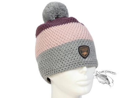 Giants fishing Zimní dámská čepice tříbarevná s bambulkou