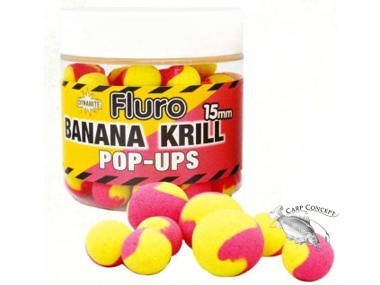 Dynamite Baits Pop-Ups Fluro Two Tone Banana&Krill 15 mm