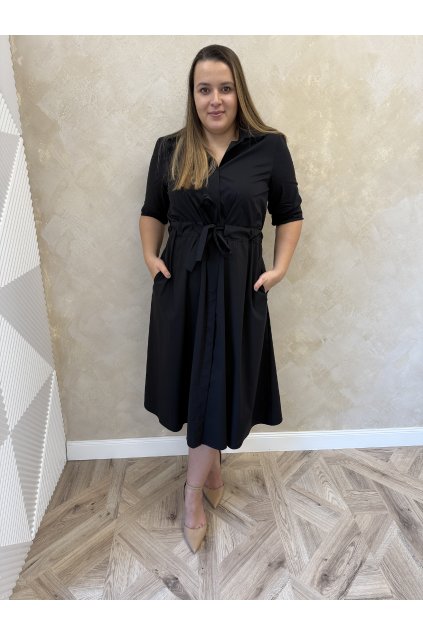 Košeľové šaty čierne NELA