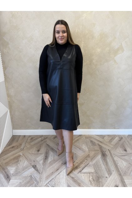 Koženkové šaty čierne MARY